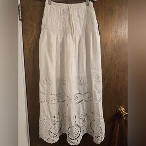 Future Collective White Eyelet Maxi Skirt XS NWT